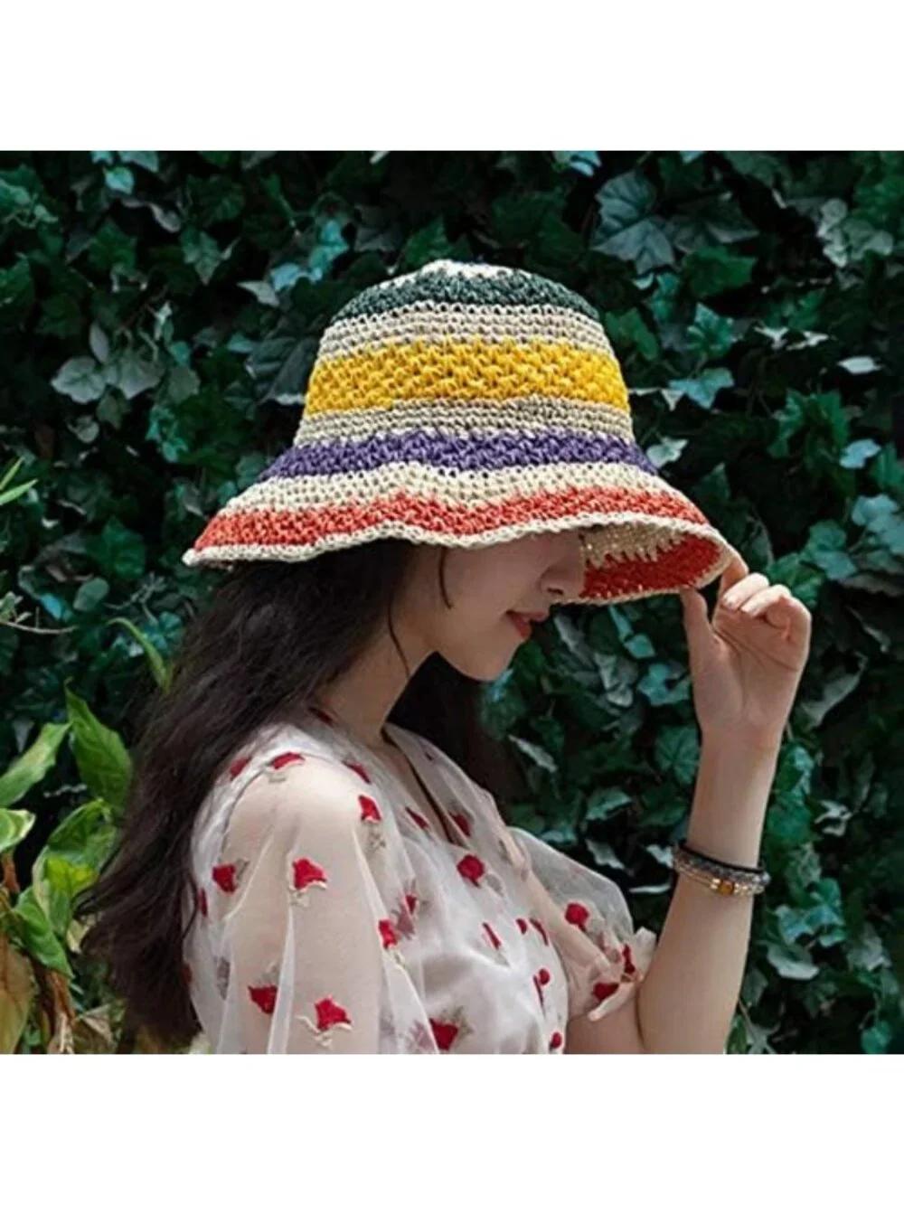 Wide Brim Straw Sun Hat for Women - Foldable Beach Hat with UV Protection
